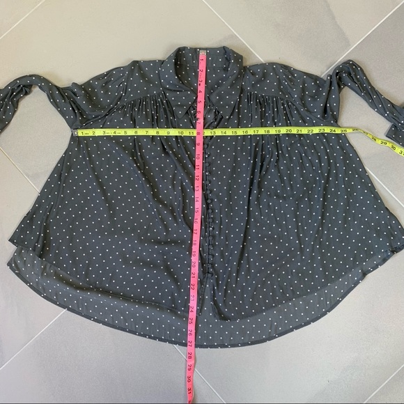 Free People Gray Polka Dot Hi Low Blouse Top - Picture 10 of 11